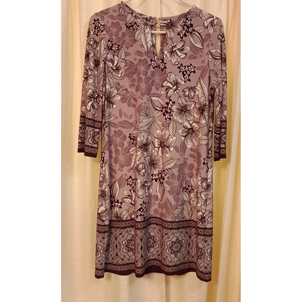 White House Black Market Women's Size S Purple/Floralβ 3/4 Sleeve Dress